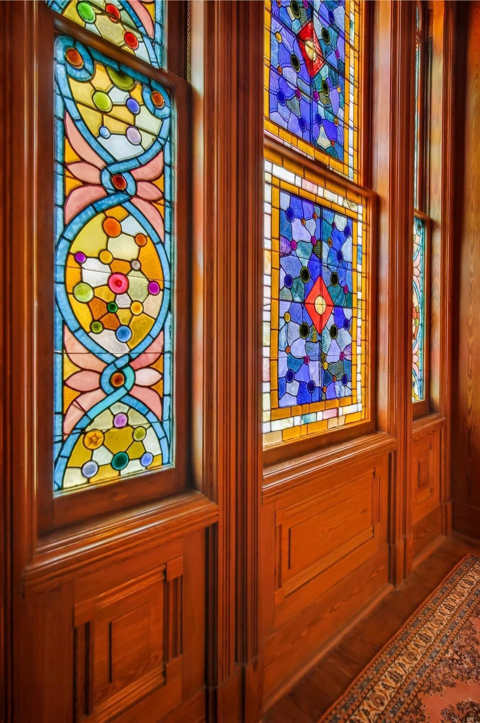Stained Glass on Stairway Landing