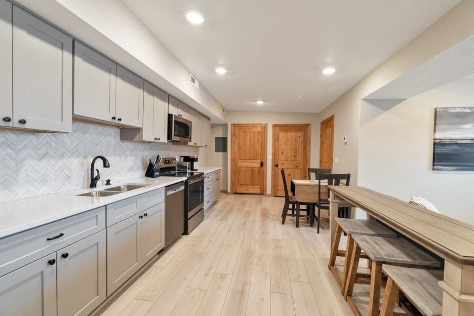 The fully stocked kitchen has everything you need to feel at home.