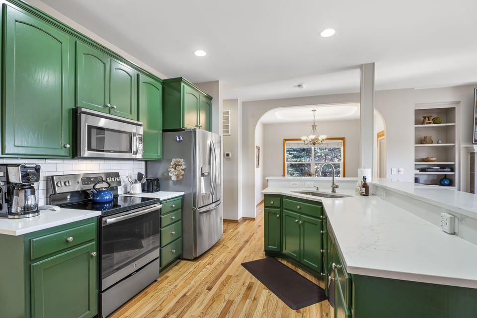 Enjoy meal preparation in this spacious kitchen.