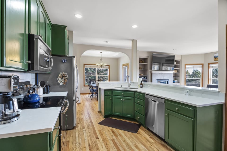 Prep meals effortlessly in this spacious kitchen located near dining area.