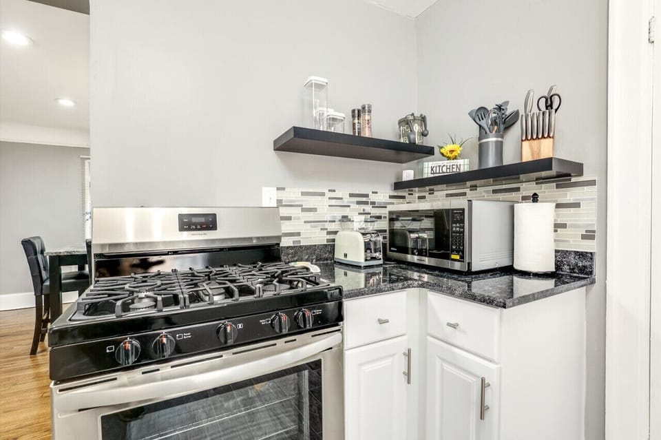 Modern cooking appliances and spacious countertops, the kitchen has it all!