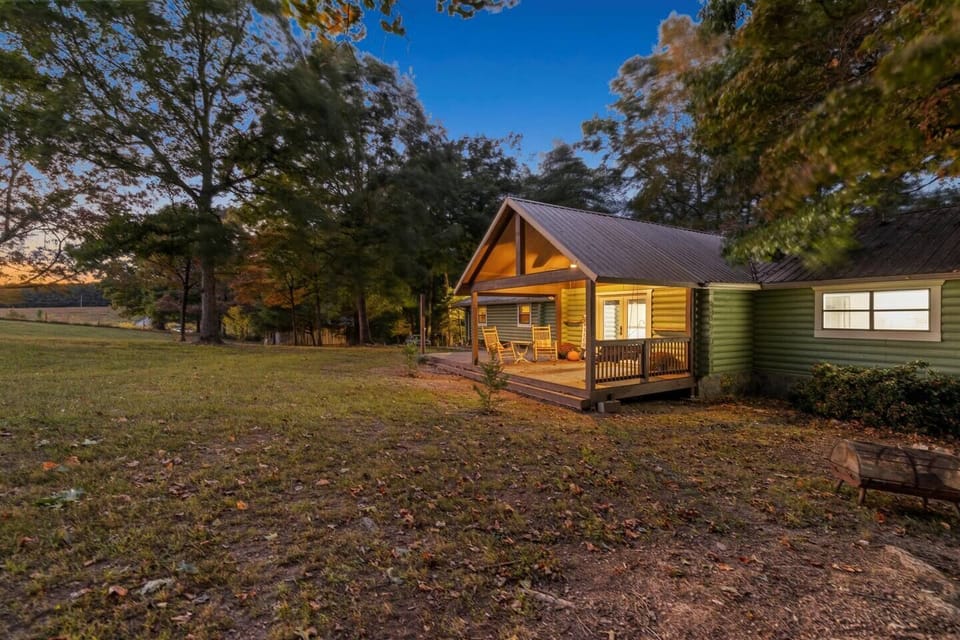 A light on the patio allows you to relax outside no matter the time of day. 