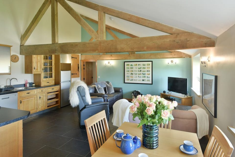 Open plan living dining area for four people