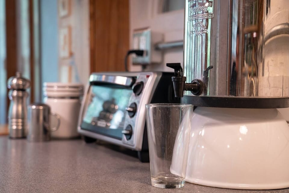 Toaster oven, Berkey water filter, coffee grinder