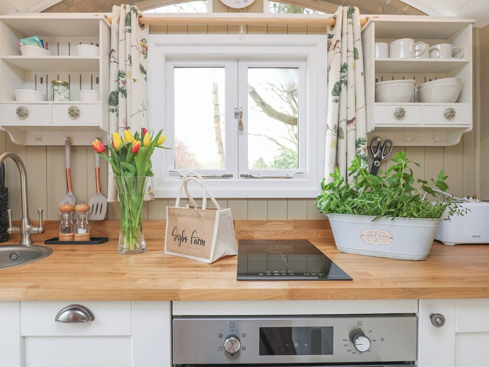 Kitchen area | Sybs Farm Shepherds Hut, Lurgashall