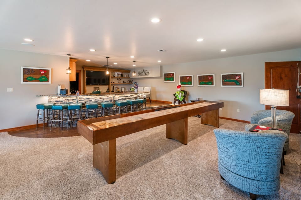 Wet bar with shuffleboard