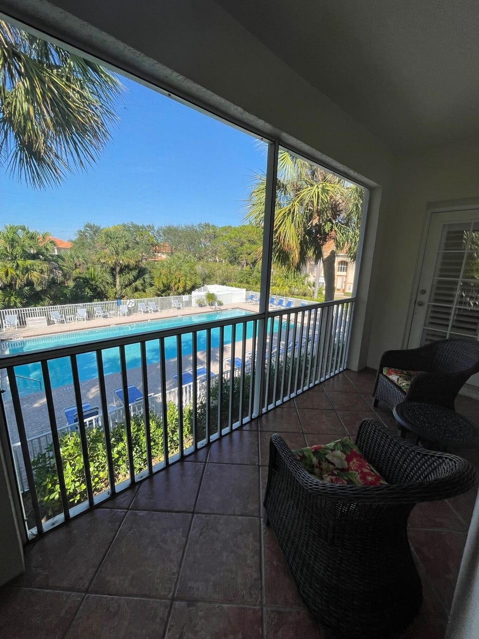 private Porch View of community pool 