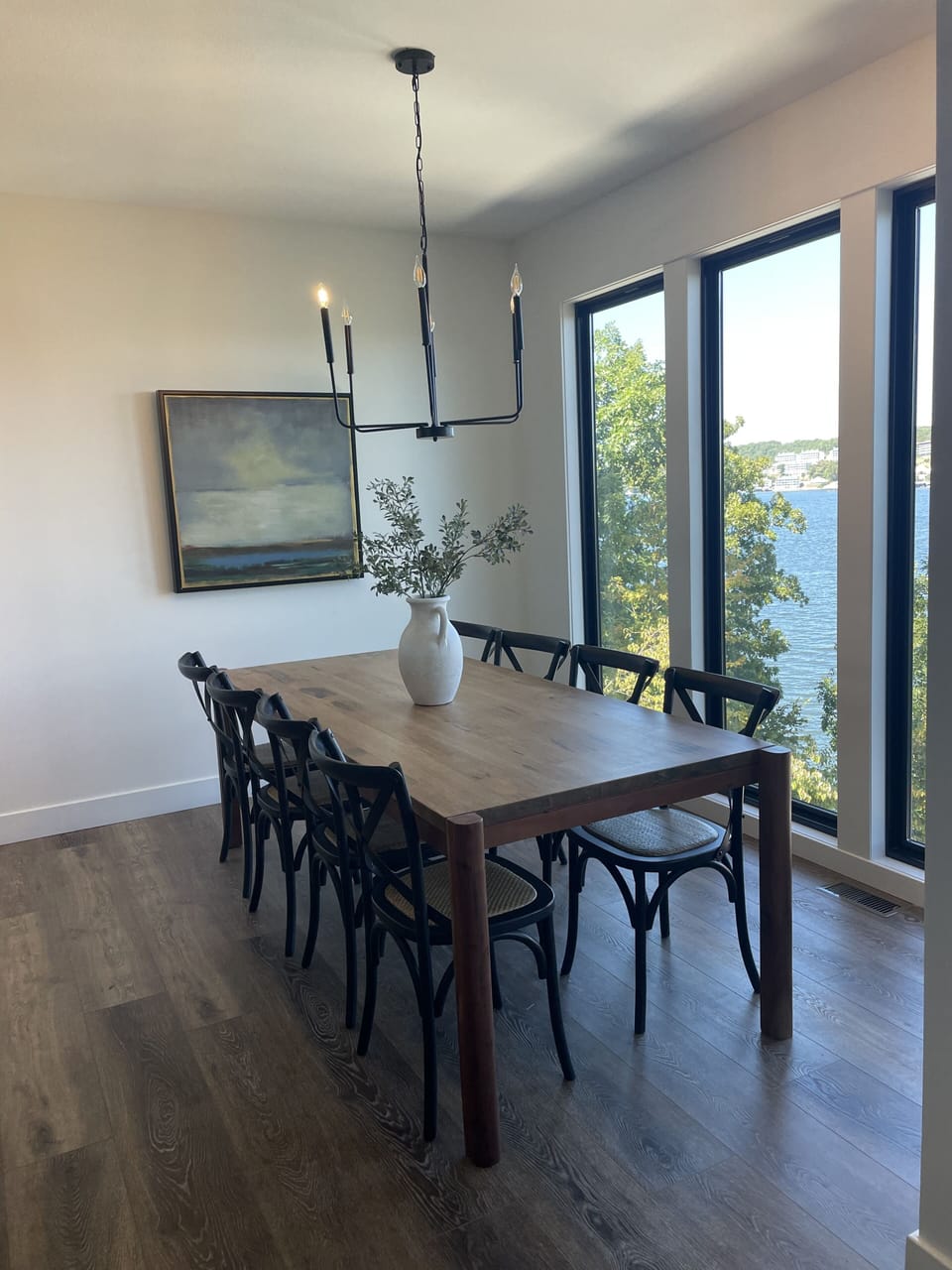 Dining for 8 with gorgeous views from floor to ceiling windows 