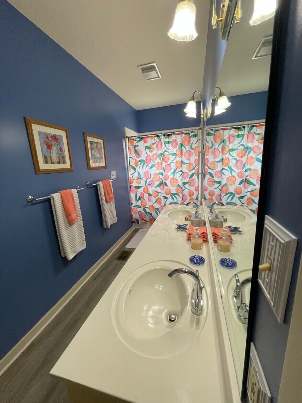 Peach Haus bathroom between the queens bedroom and Annie Teaks bedroom