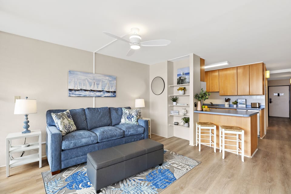 Cool blue tones will have you feeling at ease