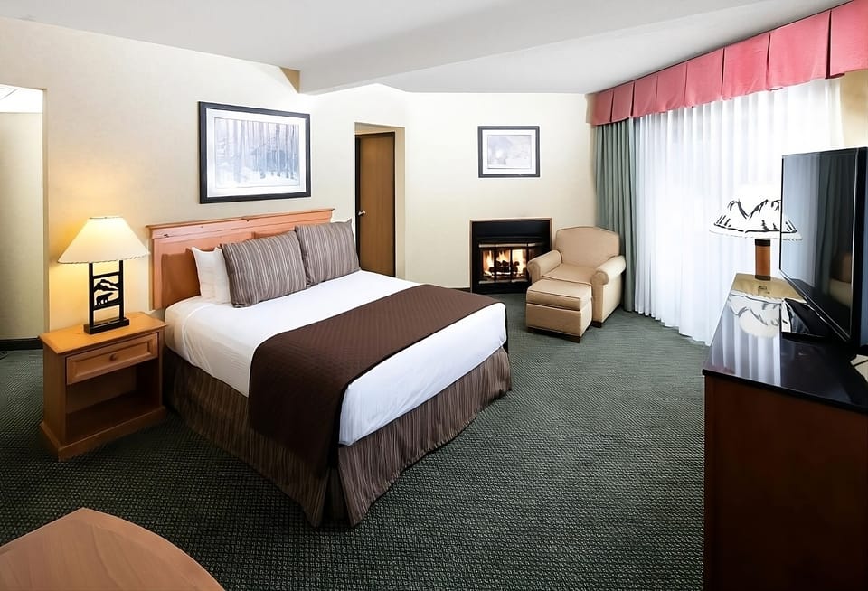 Unwind by the cozy fireplace after a restful night’s sleep.