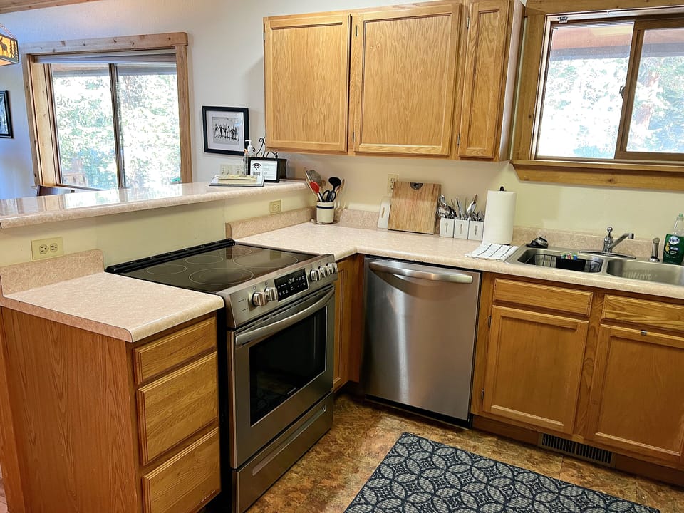 Fully-stocked kitchen with updated appliances