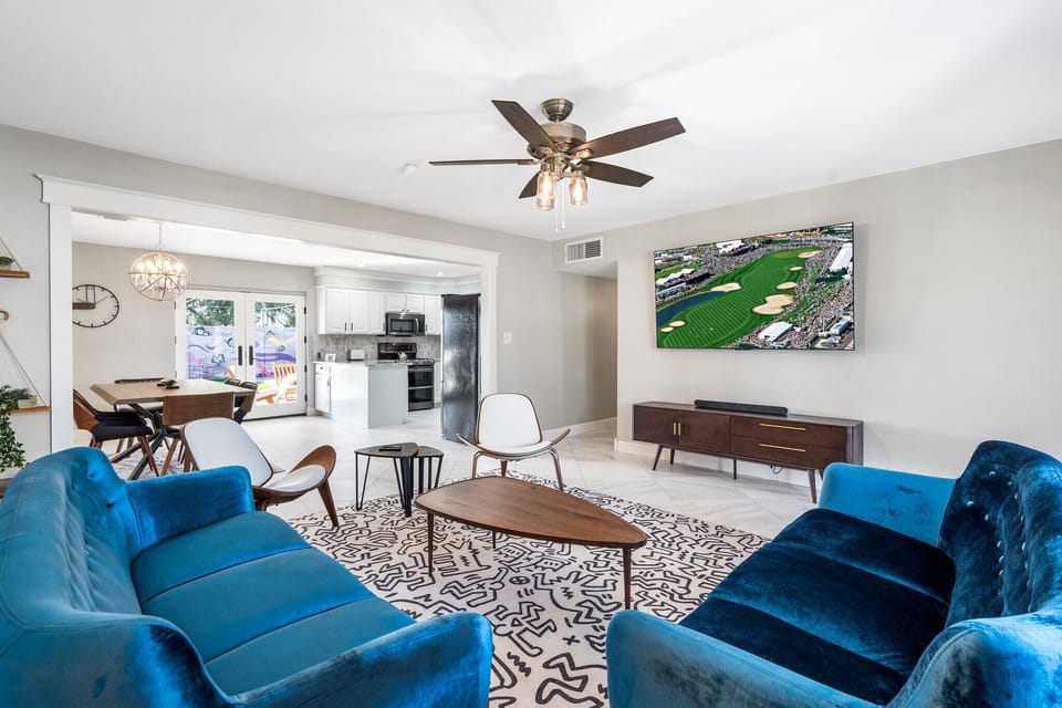 Watch your favorite sport or show on the 75" Roku enabled TV.