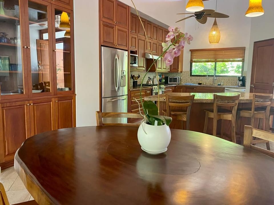 Indoor dining areas, chef's kitchen