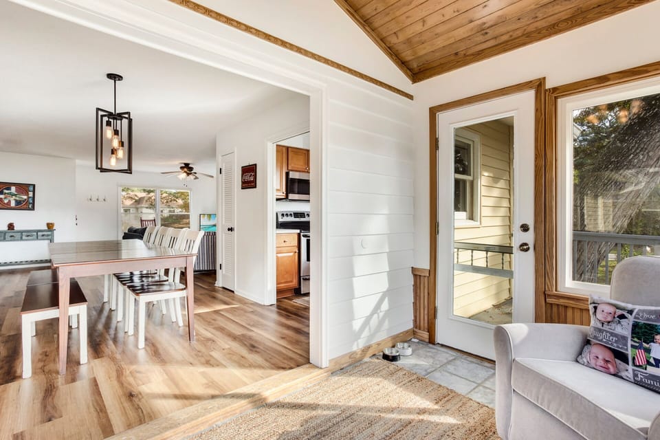 The Sunroom also boasts outdoor access where sunshine and adventures await!