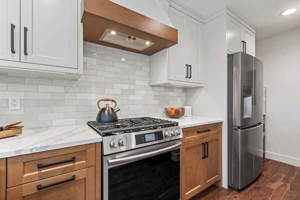 Remodeled kitchen with all gadgets you might need. 
