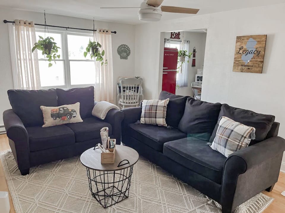 Curl up with a good book or TV after a long early-fall beach day.