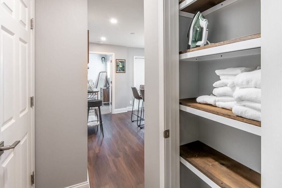 Lower level linen closet 
