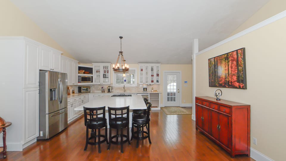 Open concept for kitchen, dining room, living room