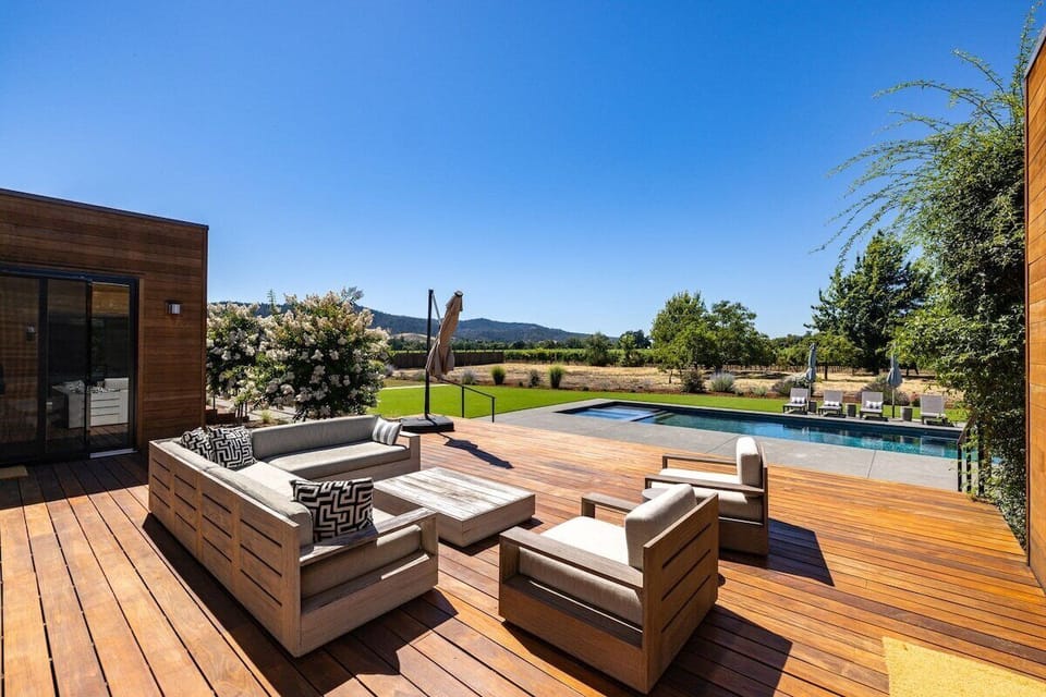 Captivating views over the surrounding vineyards from the main deck.