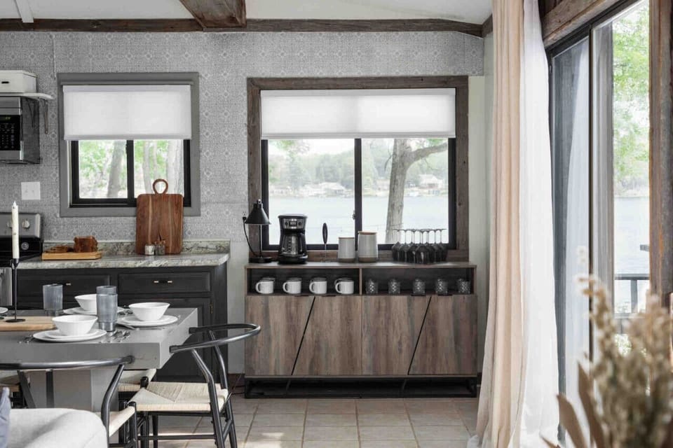 Cozy up with a warm cup of coffee in the kitchen