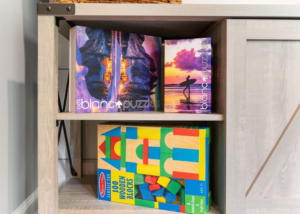 Plenty of puzzles and kids toys to enjoy.  