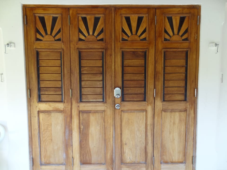 front door with combination key pad (no key needed)