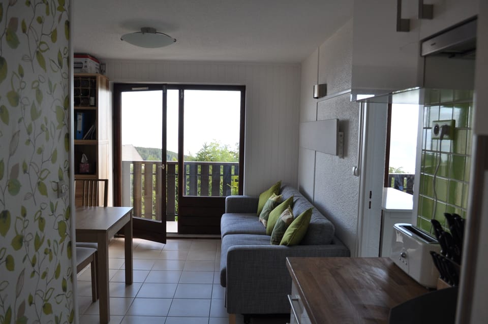 View from the hall towards the living area.