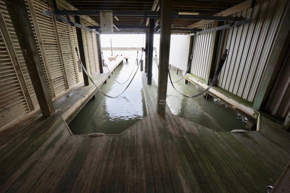 Dock and boat slips with lifts on the ICW
