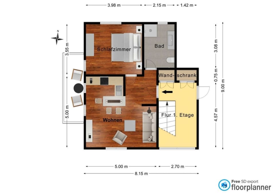 Ground plan holiday flat at "Klemmbach"