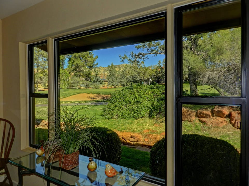 Views of golf course and red rocks
