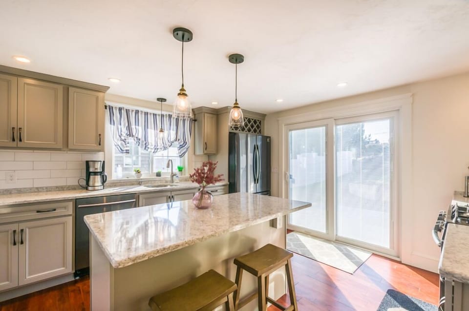 Large Kitchen with Slider that goes out onto the back patio.