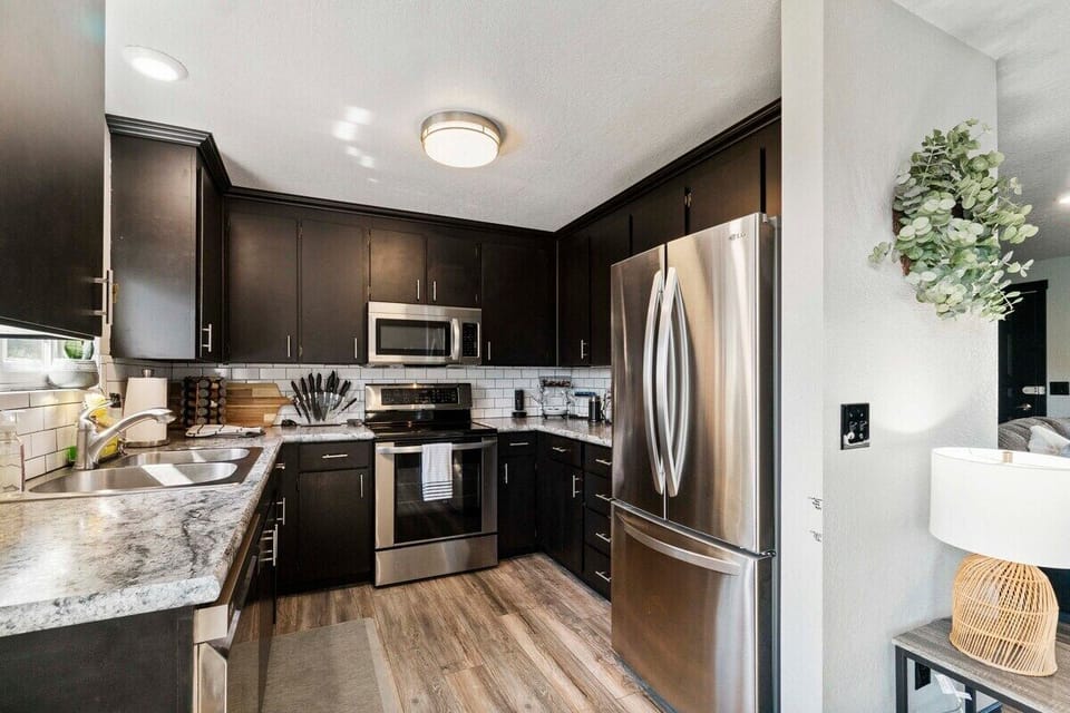 Full kitchen with anything you would have in your home! Comes with a Nespresso coffee maker.