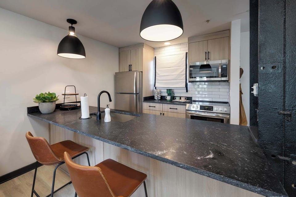 Sleek modern design with stylish seating—perfect for culinary adventures!