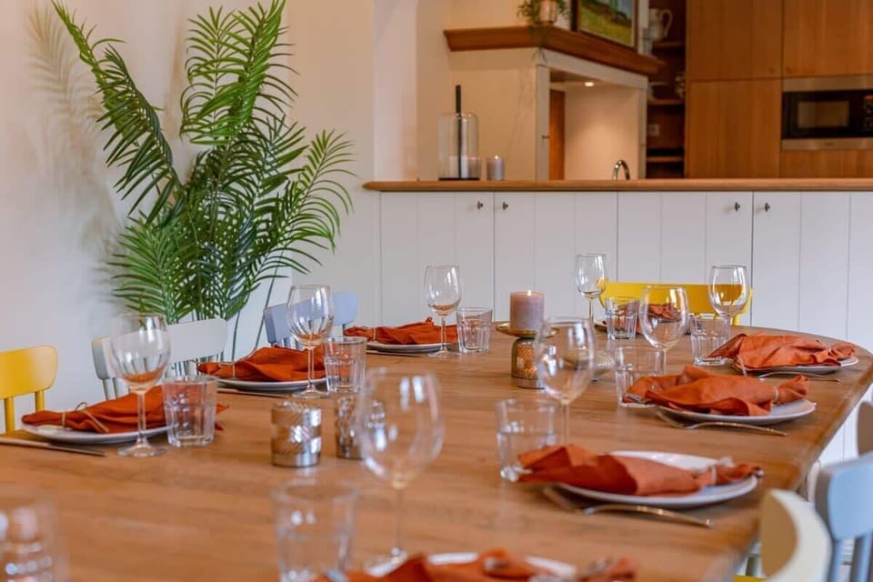 Table set for a cozy dinner with family and friends
