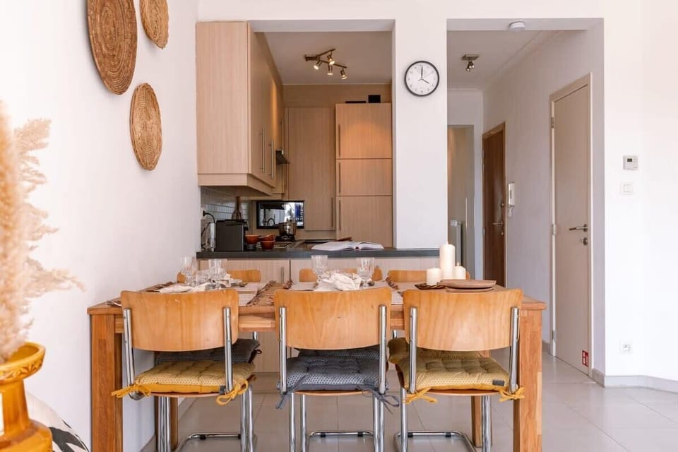 Family dining table with beautiful vintage chairs