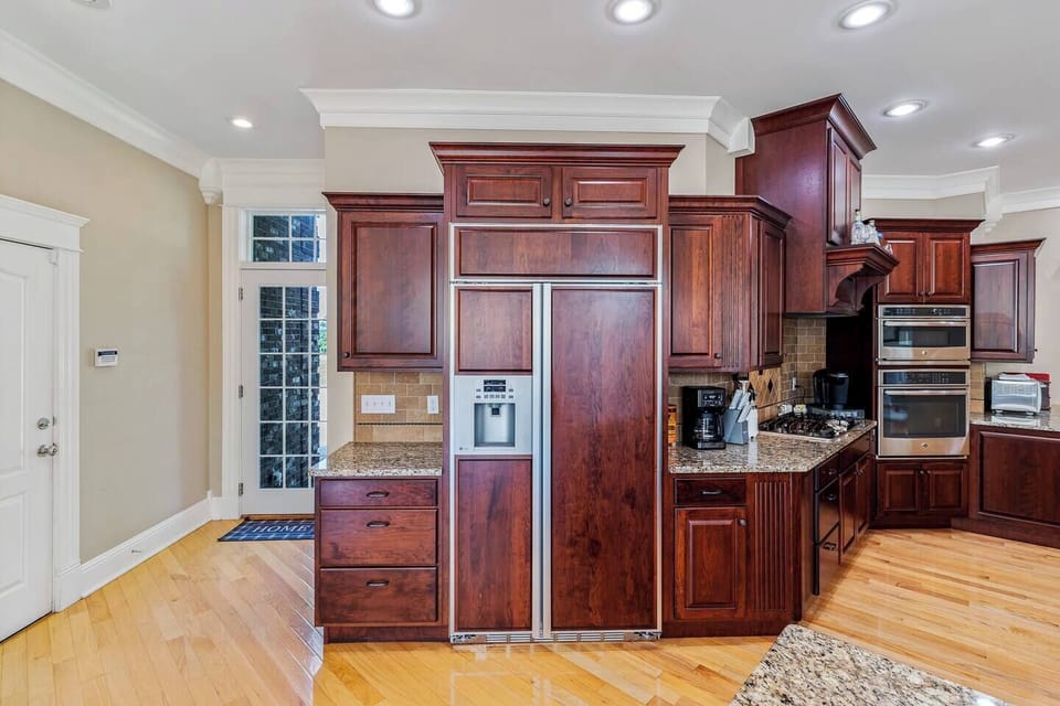 Refrigerator in kitchen built for family gatherings