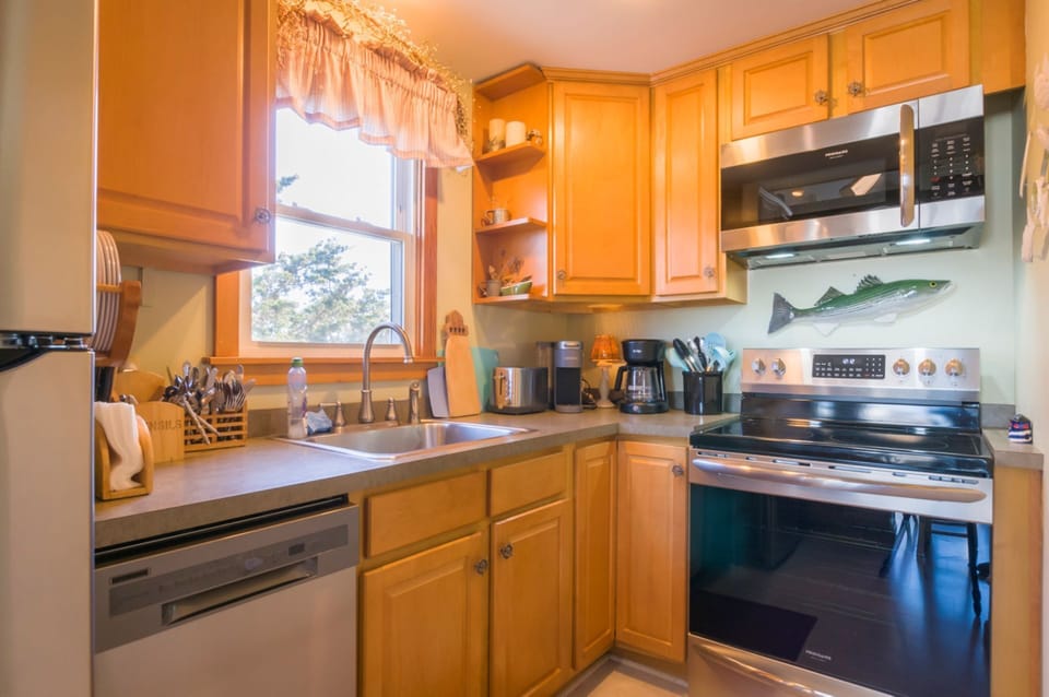Kitchen with stainless steel appliances
