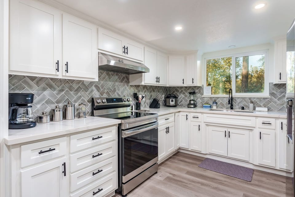 Newly updated kitchen with lots of small equipment to cook most meals!