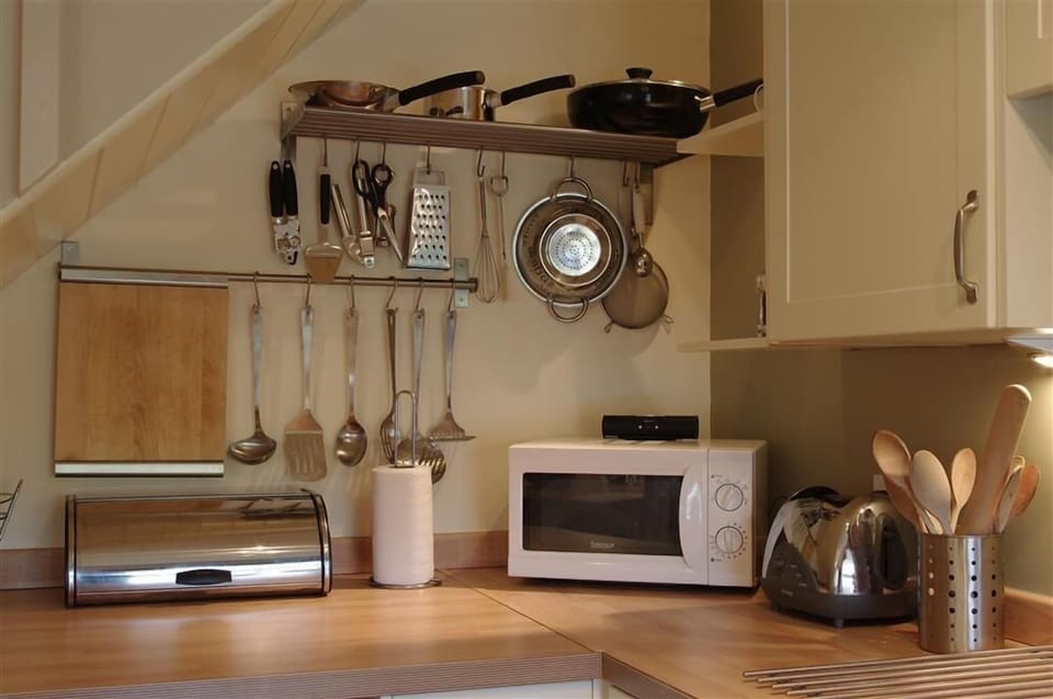 Kitchen with dining area at Hill Top Cottage in Walden dale near West Burton in the Yorkshire Dales