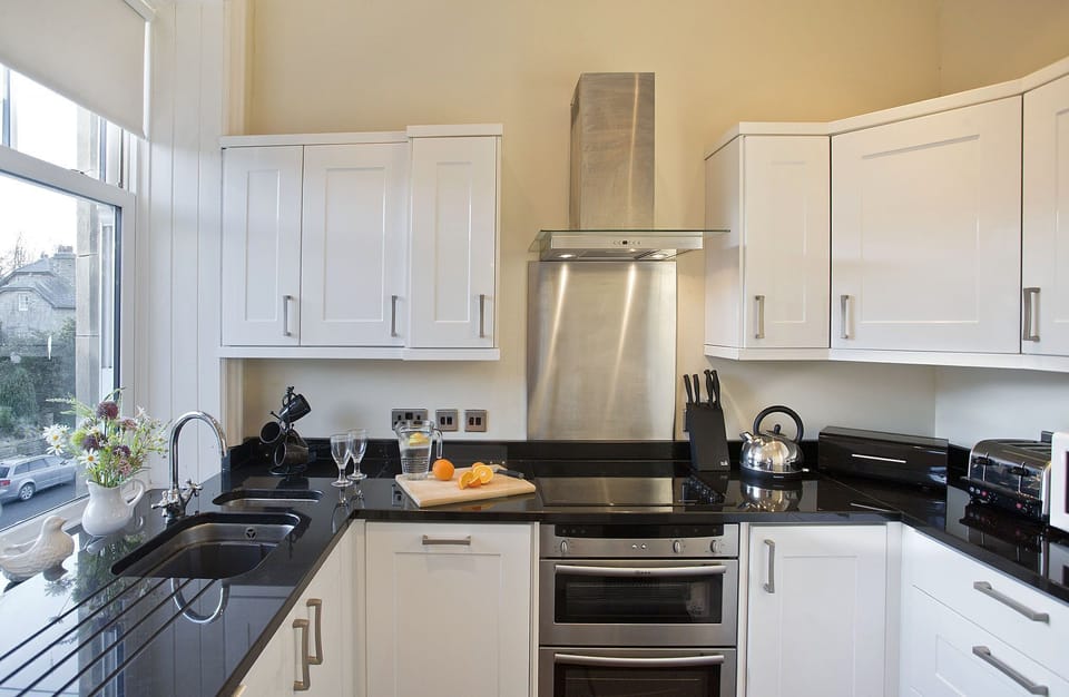 Well equipped kitchen at Burnside View in Hawes, Wensleydale in the Yorkshire Dales