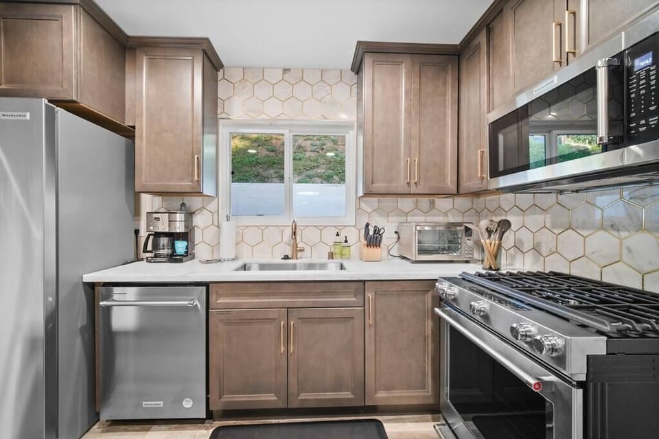 Kitchen with all stainless steal appliances