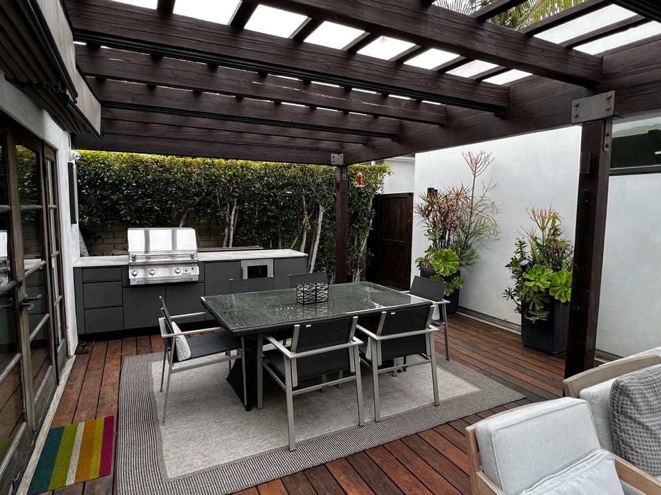 Outdoor grill and dining area