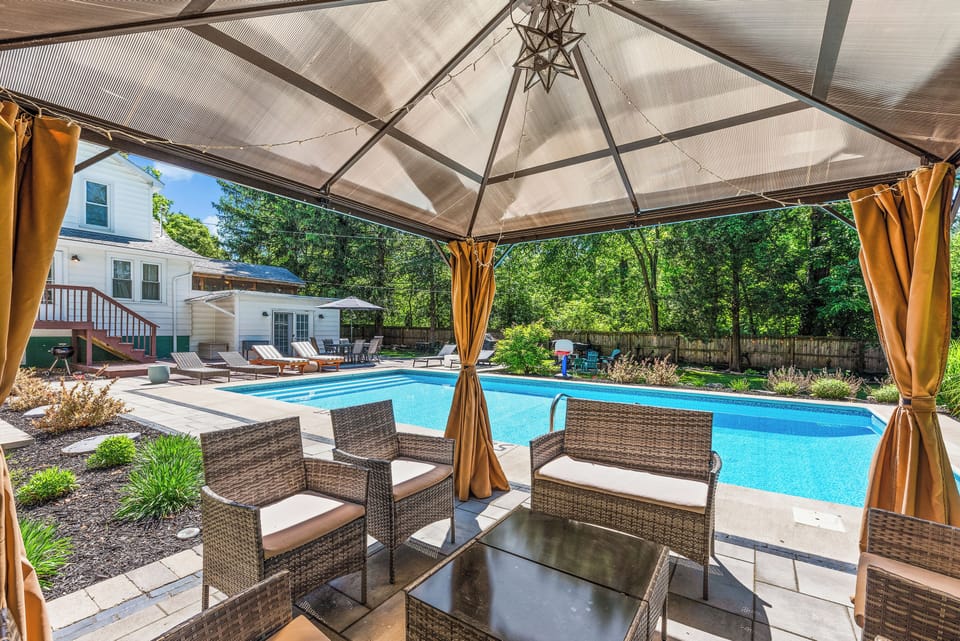 Gazebo overlooking pool