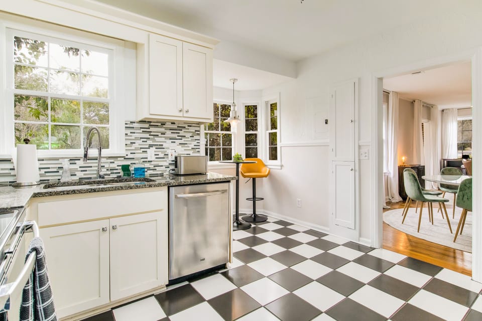 This kitchen is a chef's delight, fully-equipped and ready to whip up a culinary masterpiece, or just a bowl of cereal.