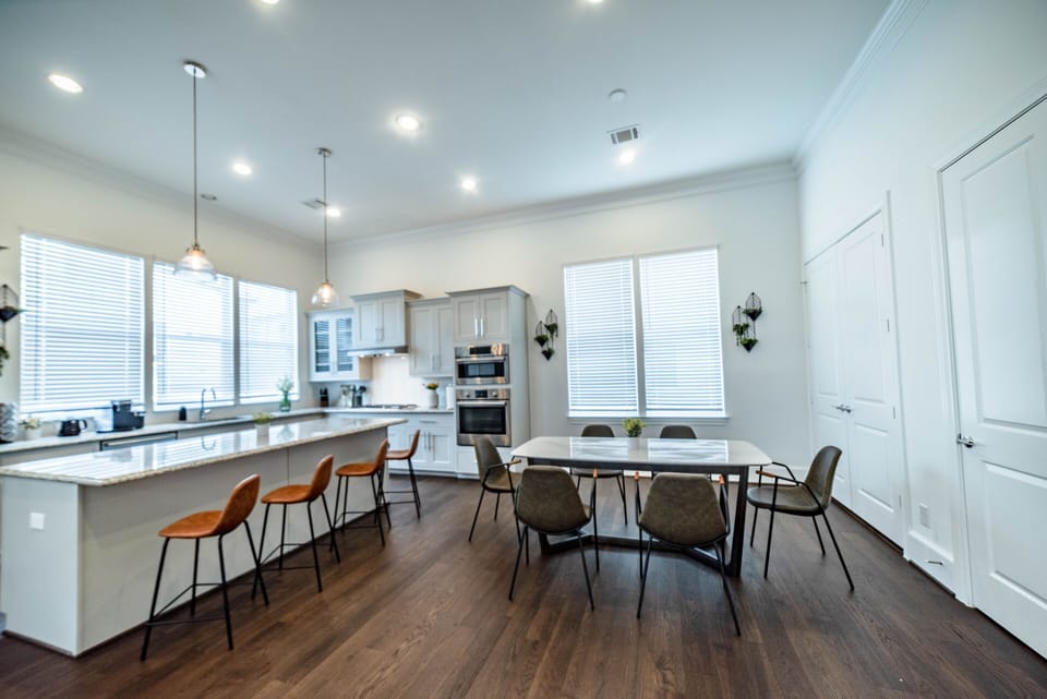 dining table and island bar on second floor.