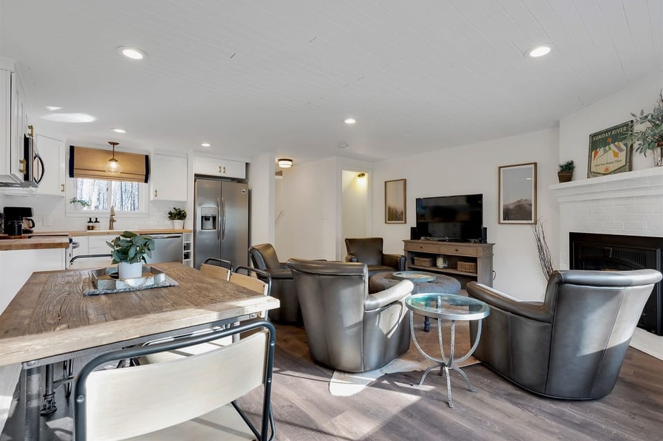 View of living, dining, and kitchen area