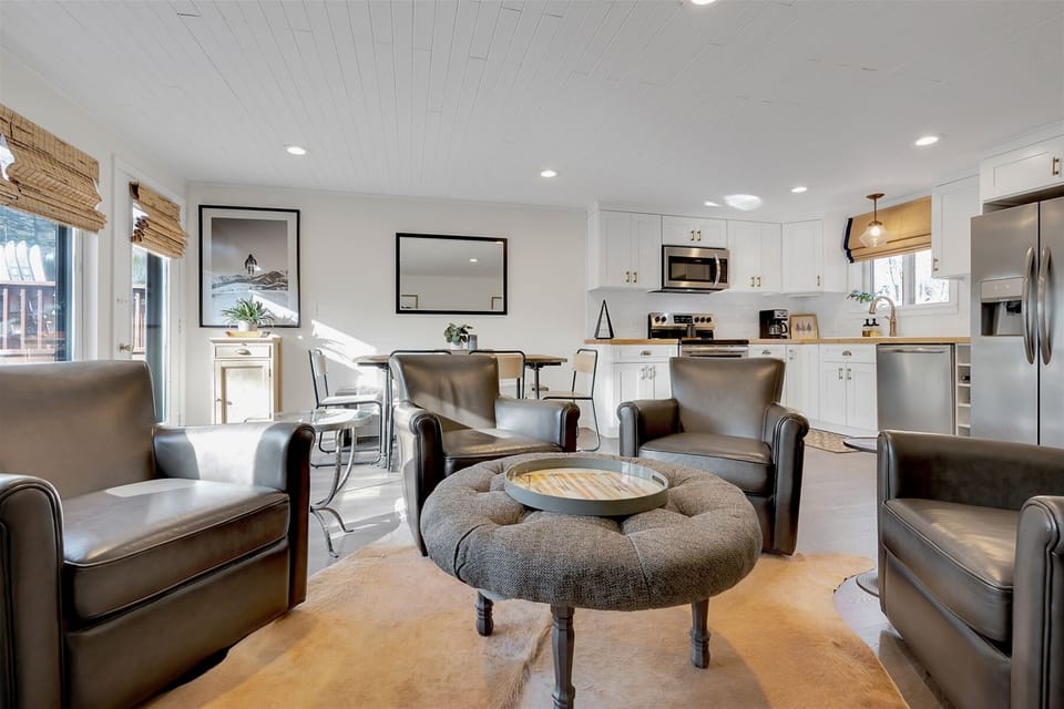 View of living, dining, and kitchen area
