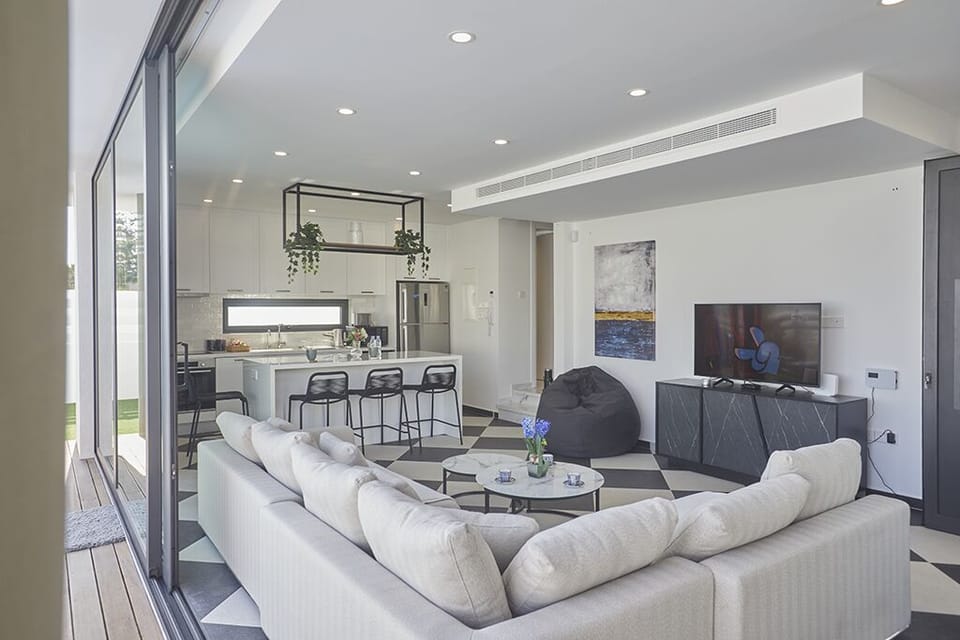 Modern open-plan ground floor living room and kitchen