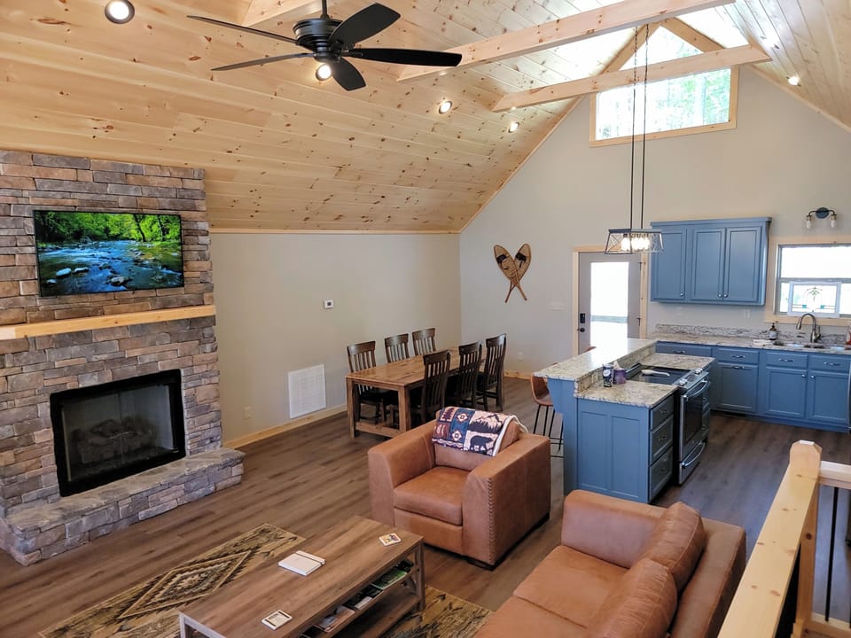 Open LR, dining and kitchen.